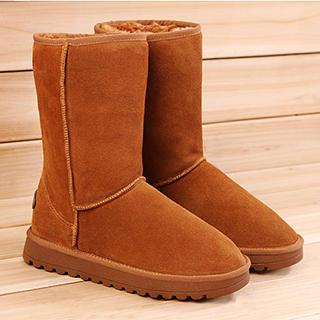 Renben Genuine Leather Mid-Calf Snow Boots