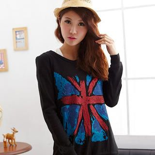 RingBear Flag-Print Long-Sleeve Top