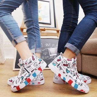 Hipsteria Faux-Leather Printed Sneakers
