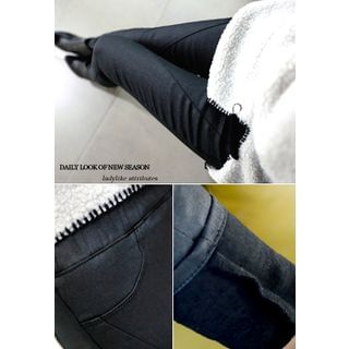 REDOPIN Brushed-Fleece Skinny Pants