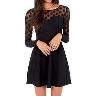 Eloqueen Polka-Dot Cutout Dress
