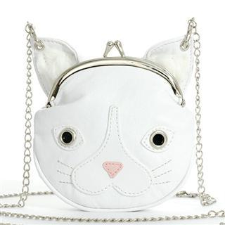 Cat Purse with Chain White - One Size