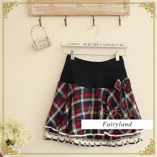Fairyland Layered Lace-Trim Plaid Mini Skirt
