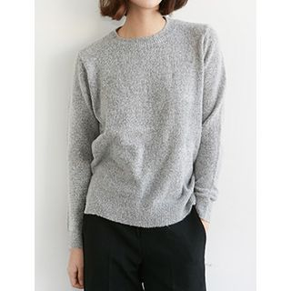 FROMBEGINNING Round-Neck Dip-Back Knit Top
