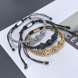 Geometric Stainless Steel Bead String Bracelet