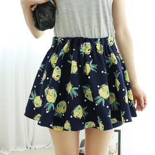 Dodostyle Pineapple Print Inset Shorts Skirt