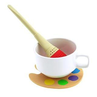 Mr. Mc Art Brush Tea Filter & Palette Coaster Set Red - One Size