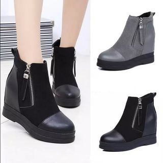 Lynnx Zip-Accent Platform Hidden-Heel Ankle Boots