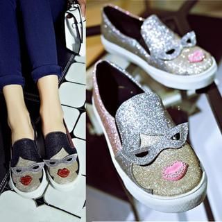 JY Shoes Glitter Platform Slip Ons