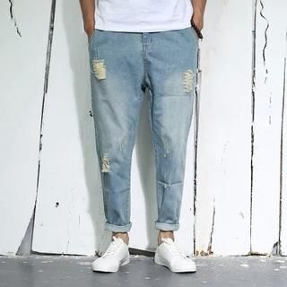 SNAPS Distressed Washed Jeans