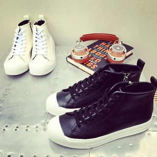 JUN.LEE High Cut Lace Up Sneakers