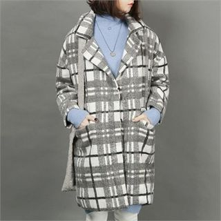 GLAM12 Wool Blend Check Coat