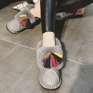 MISSMO Furry Tassel Ankle Boots