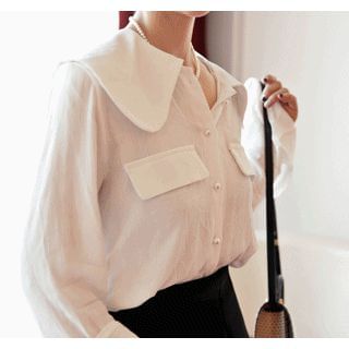 ssongbyssong Sailor-Collar Flap-Detail Blouse