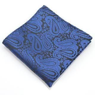 Xin Club Patterned Pocket Square Black, Blue - One Size