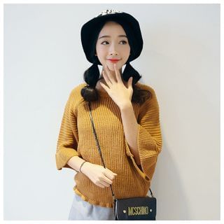 Sens Collection 3/4-Sleeve Canle Knit Sweater