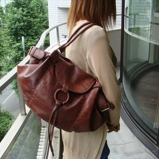 Belt-Detail Faux Leather Shoulder Bag Dark Brown - One Size