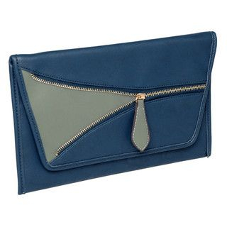 yeswalker Zip-Accent Clutch Navy and Lt.blue - One Size