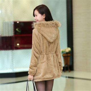 AiSun Faux Fur Hooded Coat