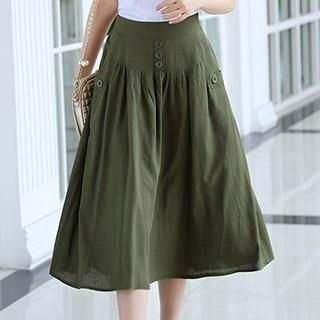 Romantica Button-Accent Skirt