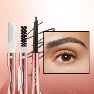 O.TWO.O - 3-in-1 Eyebrow Pencil - 4 Colors #01 Grey - 0.12g