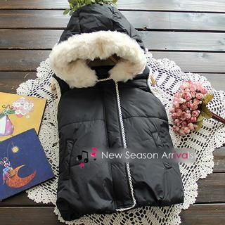 YOYO Furry-Hood Padded Vest