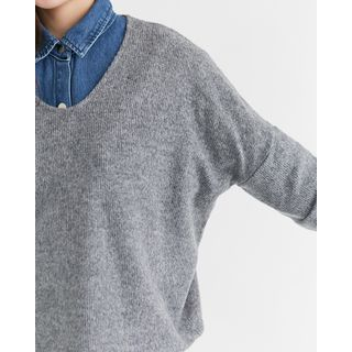 Someday, if Round-Neck Drop-Shoulder Knit Top