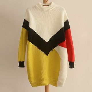 Angel Love Color Block Chunky Sweater