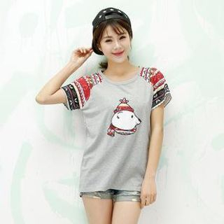 Cute Colors Short-Sleeve Appliqu  T-Shirt