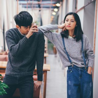 Chuoku Couple Matching Plain Sweater