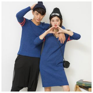 Azure Striped Matching Couple Sweater / Sweater Dress