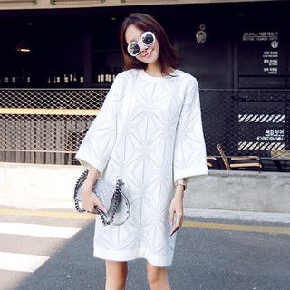 YOZI 3/4-Sleeve Patterned Knit Dress