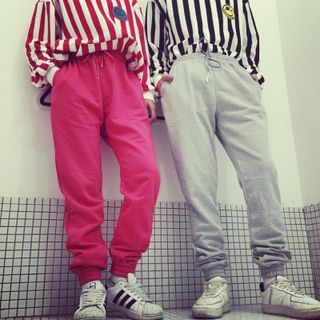 Teezone Couple Matching Drawstring Sweatpants