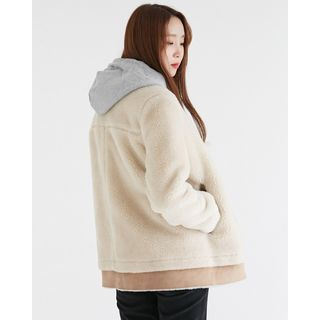 Someday, if Collarless Faux-Shearling Jacket