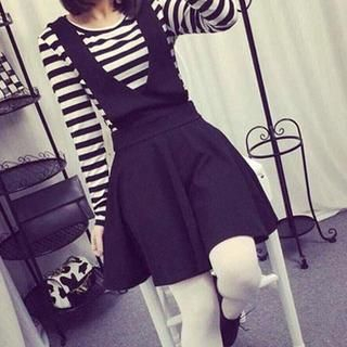 Clair Fashion Set : Striped Tee + Jumper Dress