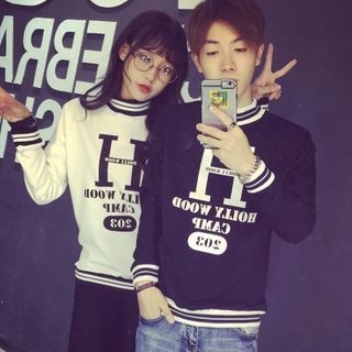Teezone Couple Lettering Pullover