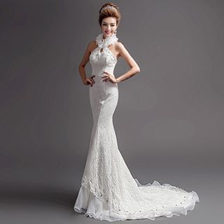 Angel Bridal Lace Ball Gown Wedding Dress