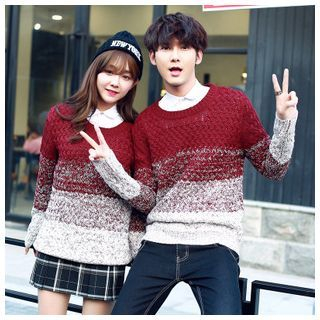Azure Couple Matching Gradient Sweater