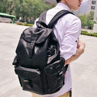 SeventyAge Pocket-accent Leather Backpack