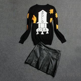 AGA Set: Rocket Sweater + Faux Leather Skirt
