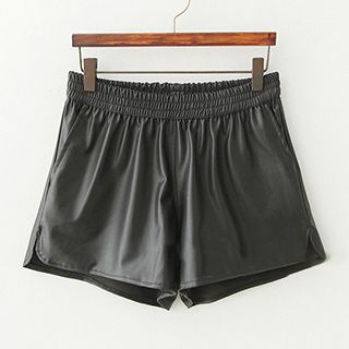 ninna nanna Faux Leather Fleece-lined Shorts