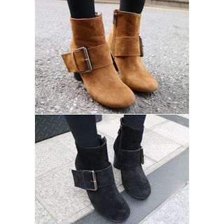BBORAM Buckled Faux-Suede Ankle Boots