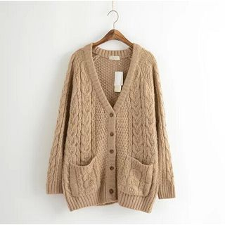 Blue Rose Cable Knit Oversized Cardigan