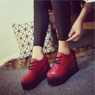 Wello Studded Lace-Up Platform Shoes