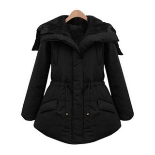 AGA Wide Lapel Drawstring Waist Padded Jacket