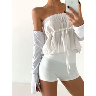 Two-Way Bow Mini Skirt / Tube Top White - One Size