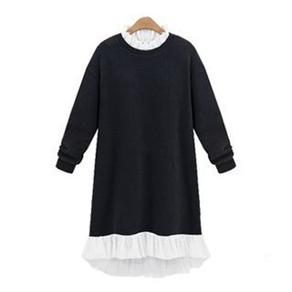 AGA Frill Trim Fleece-lined Pullover Dress