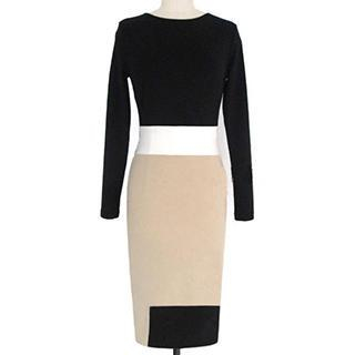 Eloqueen Long-Sleeve Color-Block Sheath Dress