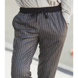 ABOKI Drawstring-Waist Pinstripe Pants