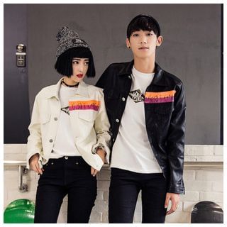 Simpair Matching Couple Faux Leather Jacket